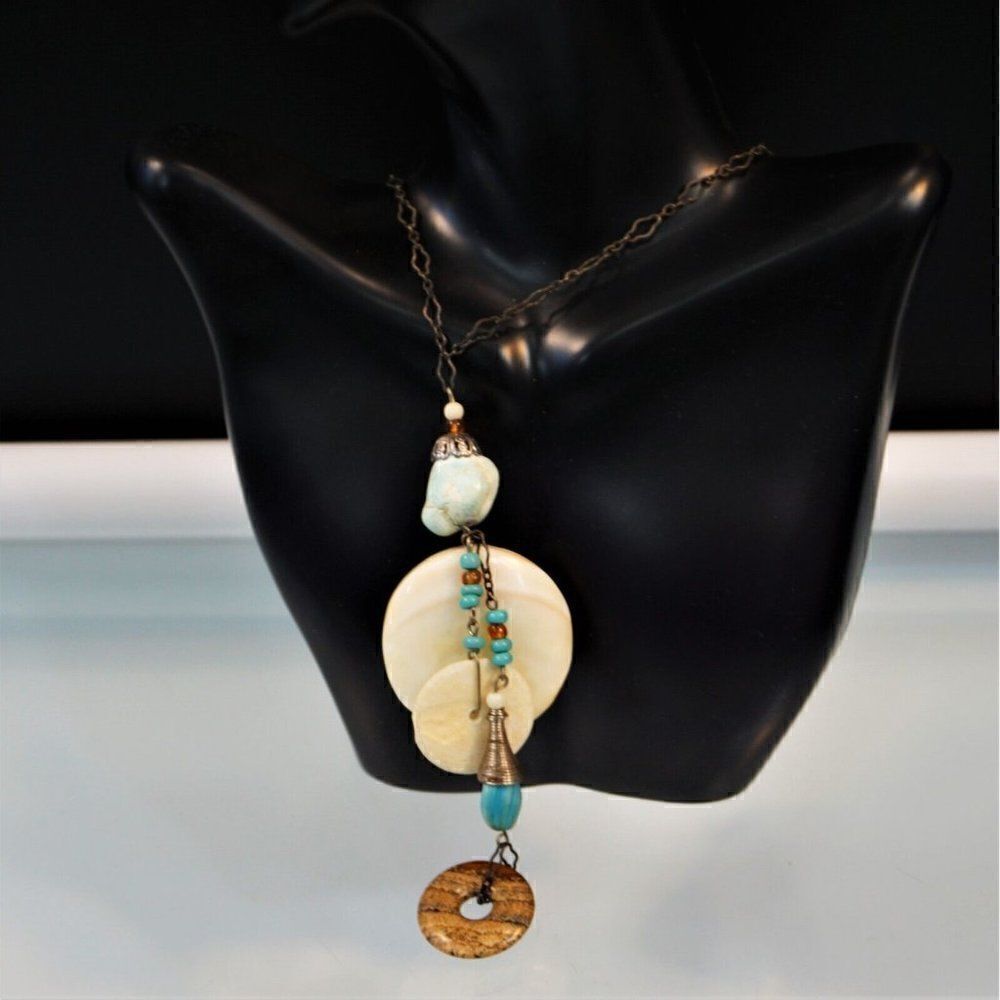 Vintage Iris Lane Necklace 1980s Designer Signed Beach Boho One of a Kind